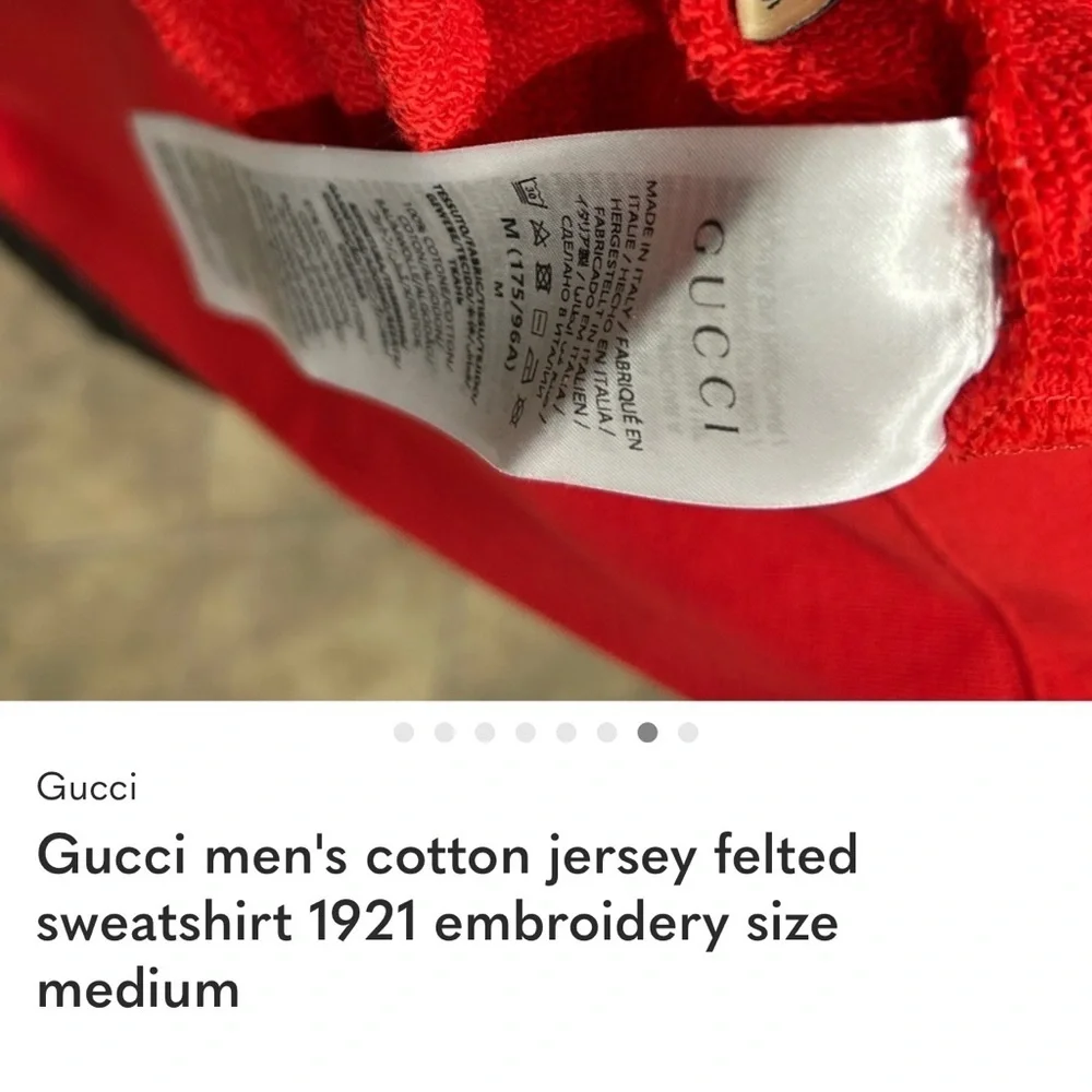 Gucci men’s cotton jersey felt sweatshirt 1921 embroidered. Size medium NWT.
